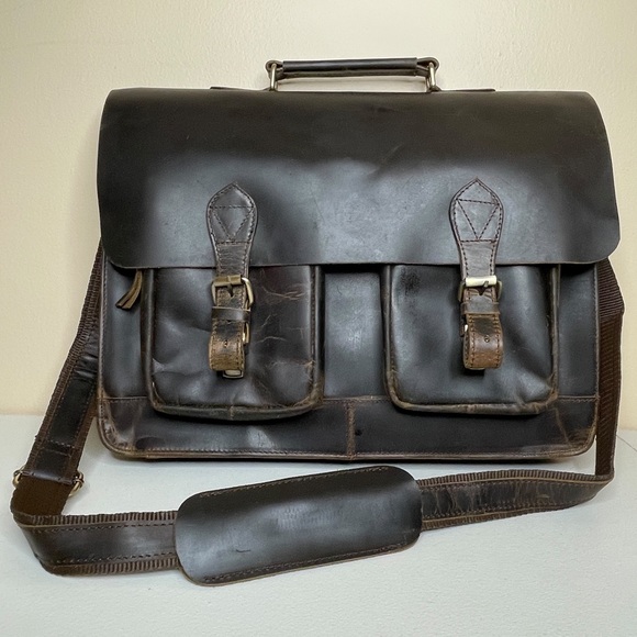 New Fullgrain Buffalo Leather Distressed Messenger Bag - Picture 6 of 16